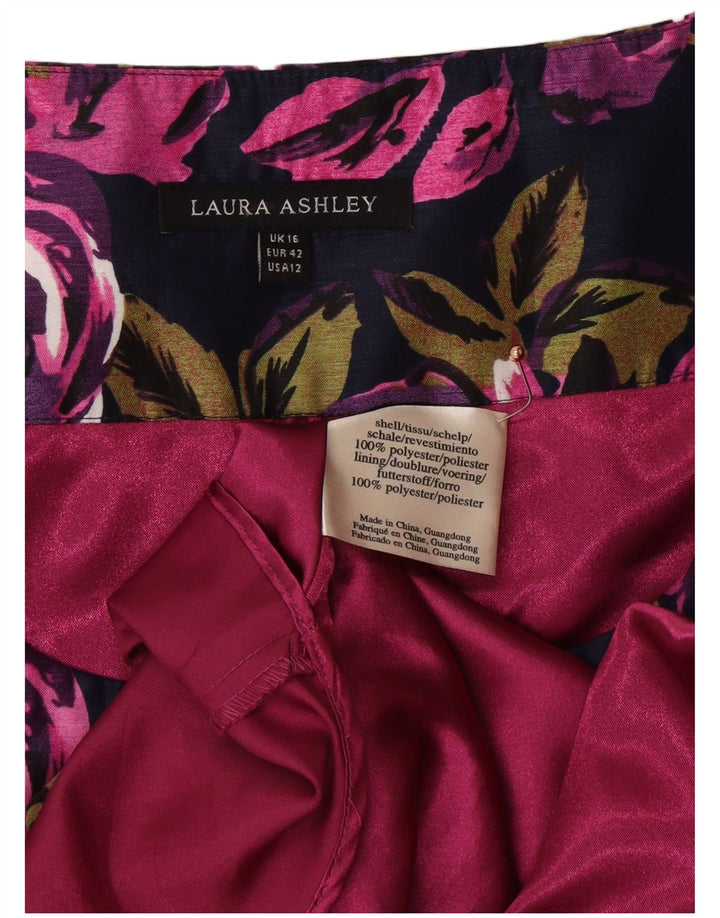 LAURA ASHLEY Vestido feminino sem mangas evasê UK 16 grande roxo floral