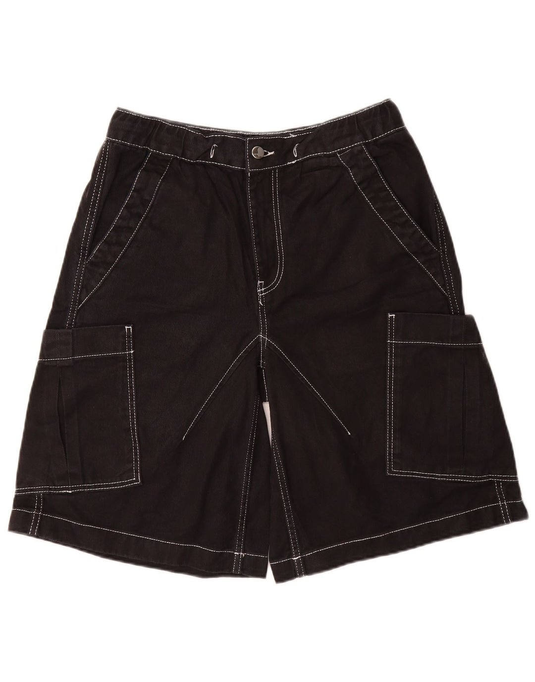 ZARA Mens Cargo Shorts Pequeno W30 Algodão Preto