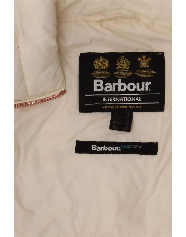 Casaco acolchoado feminino Barbour UK 14 grande branco sintético