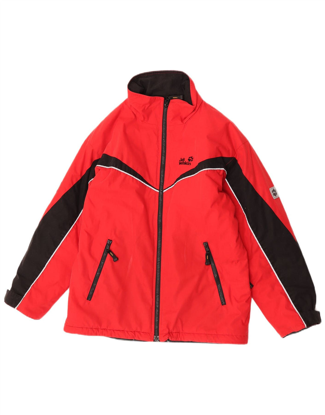 Jaqueta corta-vento masculina Jack Wolfskin 11-12 anos poliéster colorblock vermelho