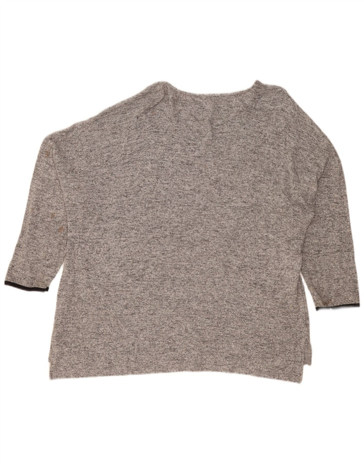 Zara Top feminino oversized manga 3/4 Reino Unido 16 grande cinza manchado