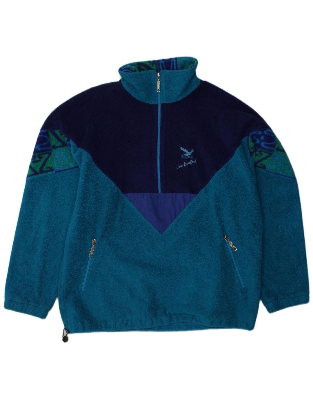 SALEWA Masculino Polartec Zip Neck Fleece Jumper XL Azul Colourblock Poliéster