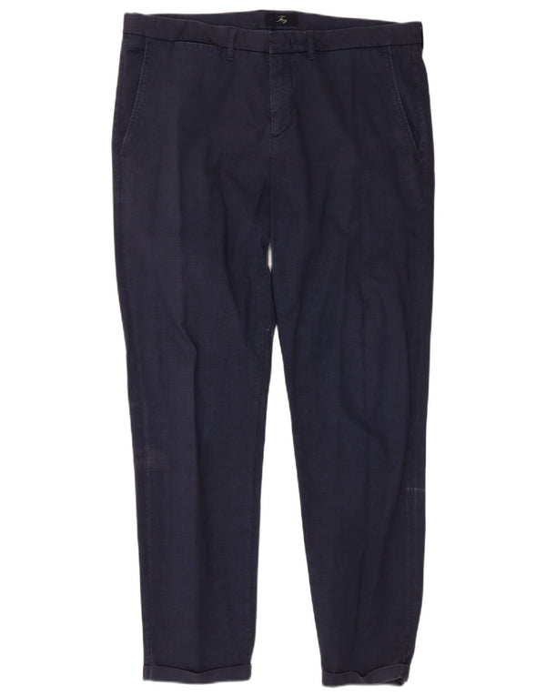 Calça Chino Fay Masculina Slim W38 L30 Azul Marinho Xadrez
