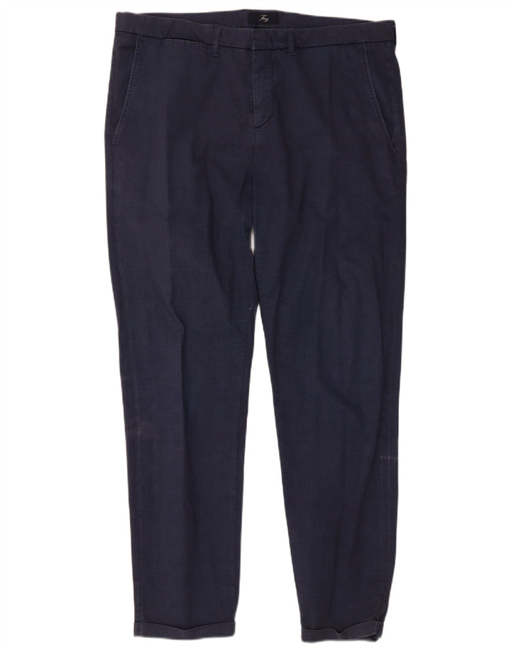 Calça Chino Fay Masculina Slim W38 L30 Azul Marinho Xadrez