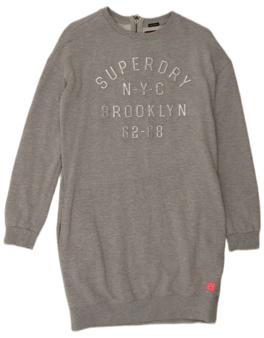 SUPERDRY feminino oversized gráfico moletom jumper vestido Reino Unido 10 pequeno cinza