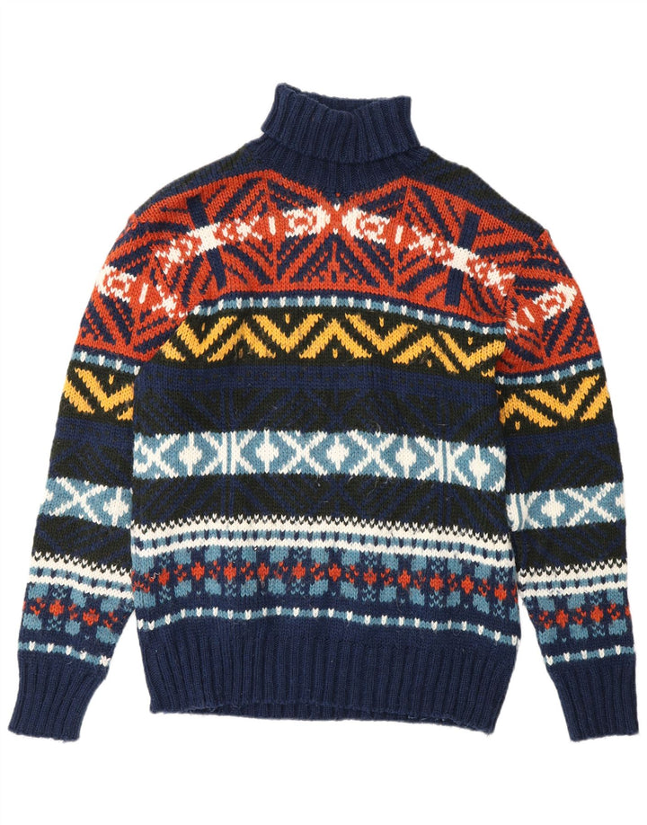 Suéter masculino ZARA com gola redonda XL azul marinho Fair Isle acrílico