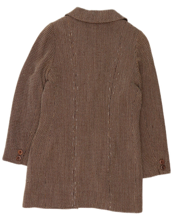 Jaqueta blazer feminina Mariella Burani Longline com 5 botões Reino Unido 16 grande marrom