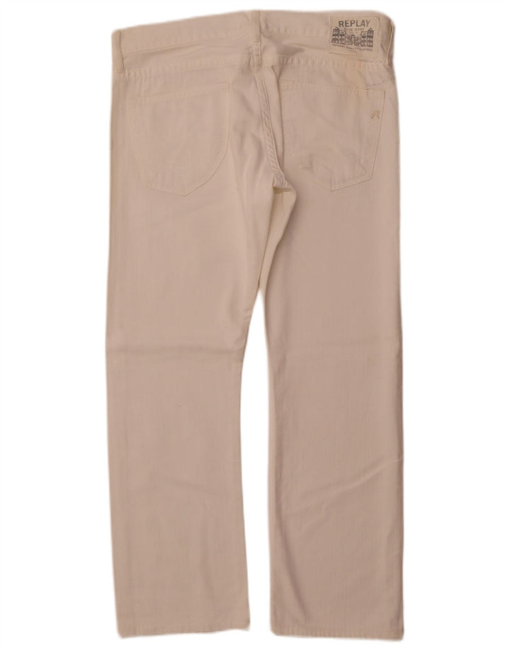 Jeans retos femininos REPLAY W33 L28 algodão branco