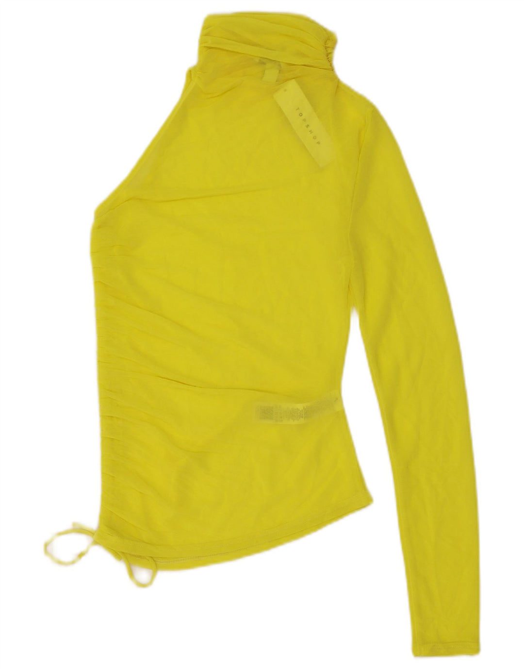 Topshop feminino com um ombro transparente UK 4/6 XS amarelo poliéster