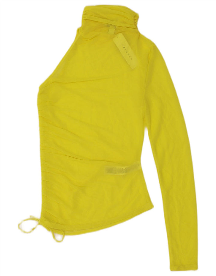 Topshop feminino com um ombro transparente UK 4/6 XS amarelo poliéster