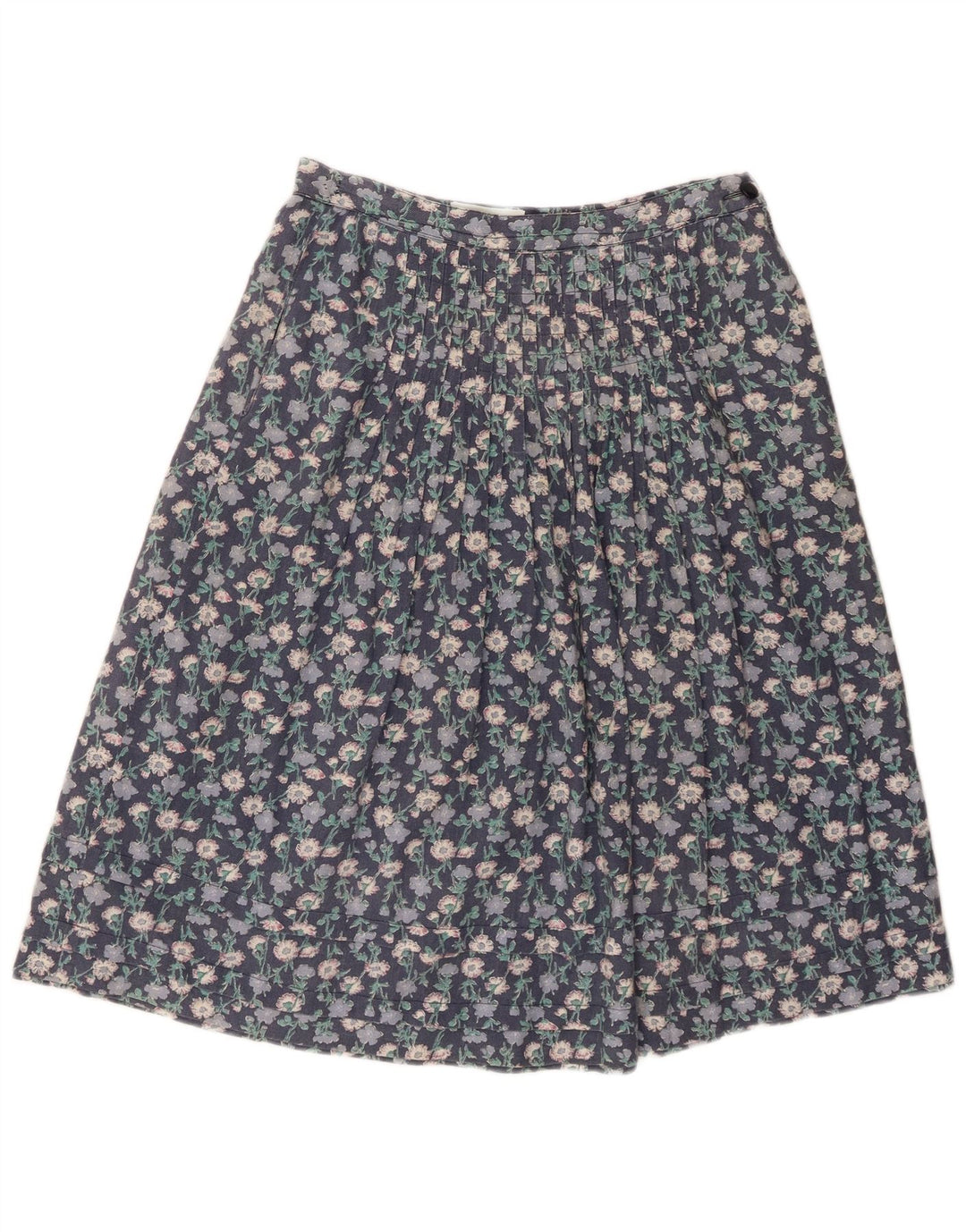 Saia feminina vintage linha A W28 floral azul médio