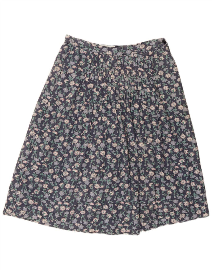 Saia feminina vintage linha A W28 floral azul médio