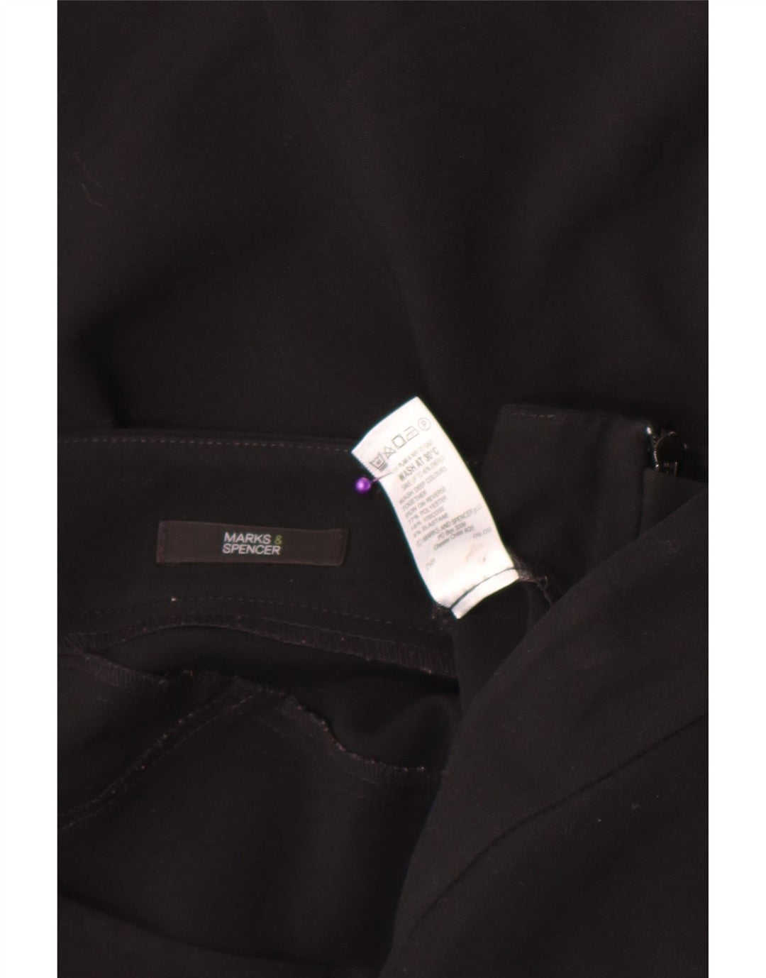 Saia trompete feminina Marks & Spencer UK 14 grande W32 poliéster preto