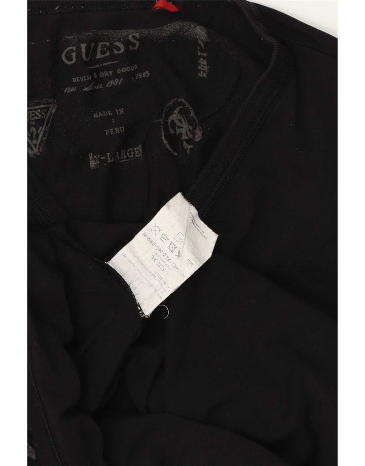 Guess Mens Gráfico Top Manga Longa XL Preto Algodão
