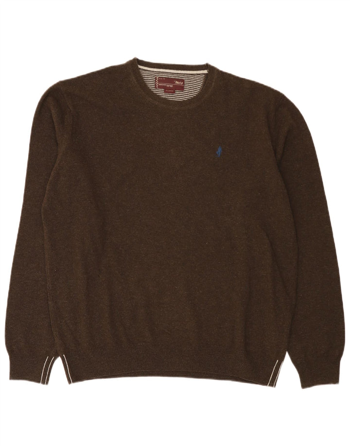 Suéter masculino Marlboro Classics com gola redonda XL lã marrom