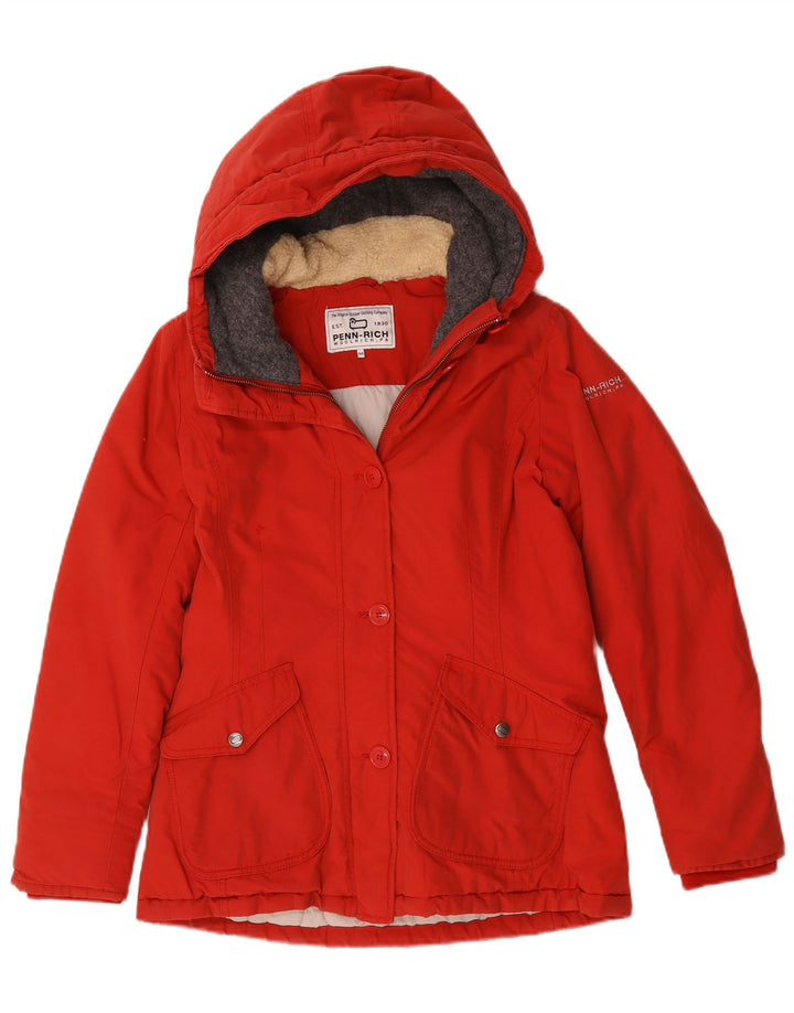 Jaqueta Parka Feminina Woolrich com Capuz Reino Unido 14 Algodão Vermelho Médio