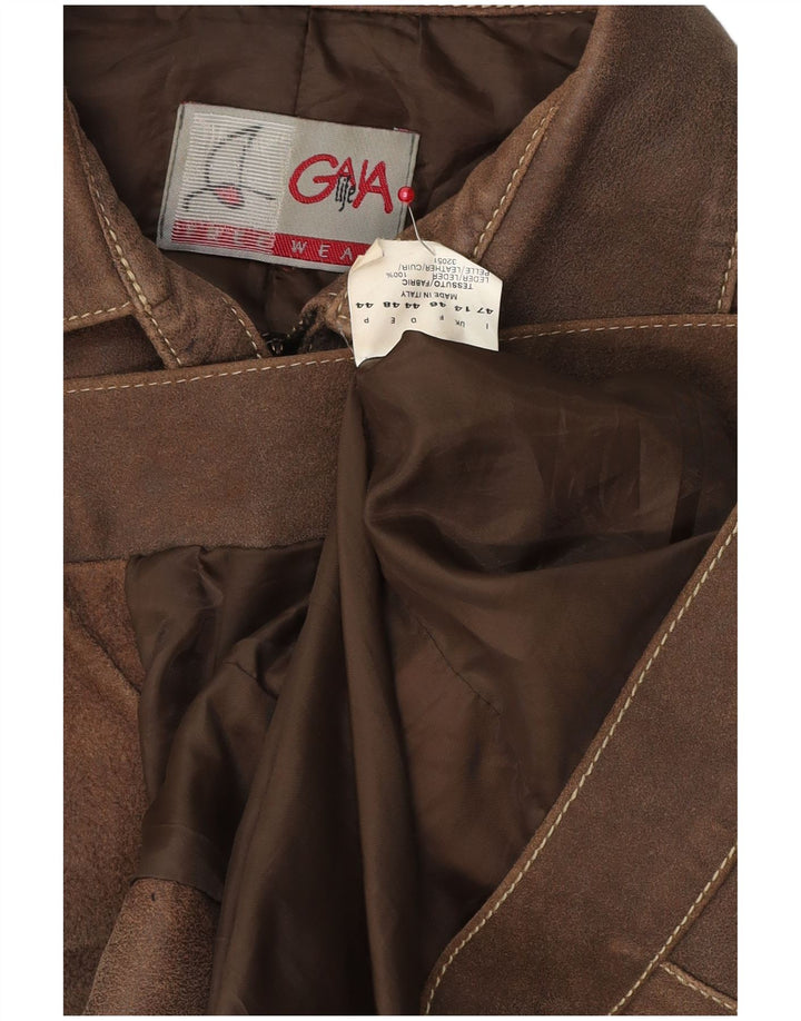 Jaqueta de couro feminina vintage Reino Unido 14 grande couro marrom