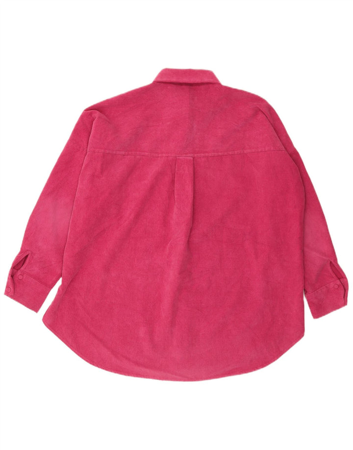 Camisa de flanela oversized feminina Zara Reino Unido 6 XS poliéster rosa