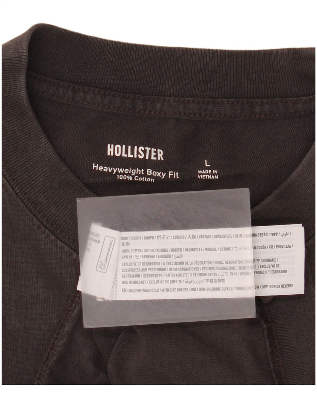 Hollister Camiseta masculina gráfica grande algodão cinza