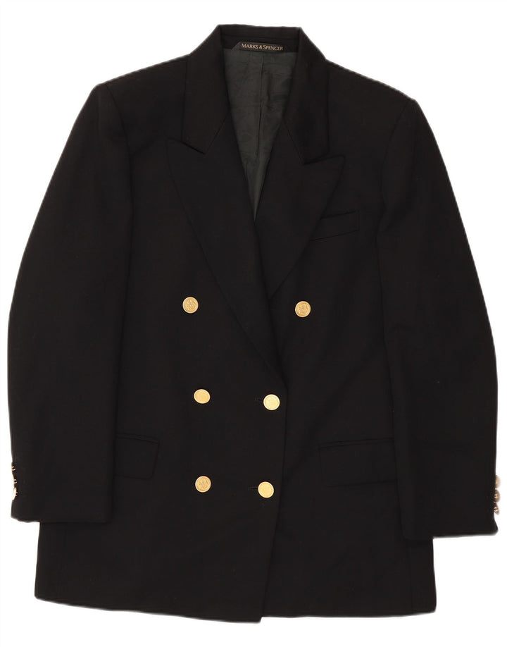 Jaqueta blazer feminina Marks & Spencer com peito duplo Reino Unido 16 grande preta
