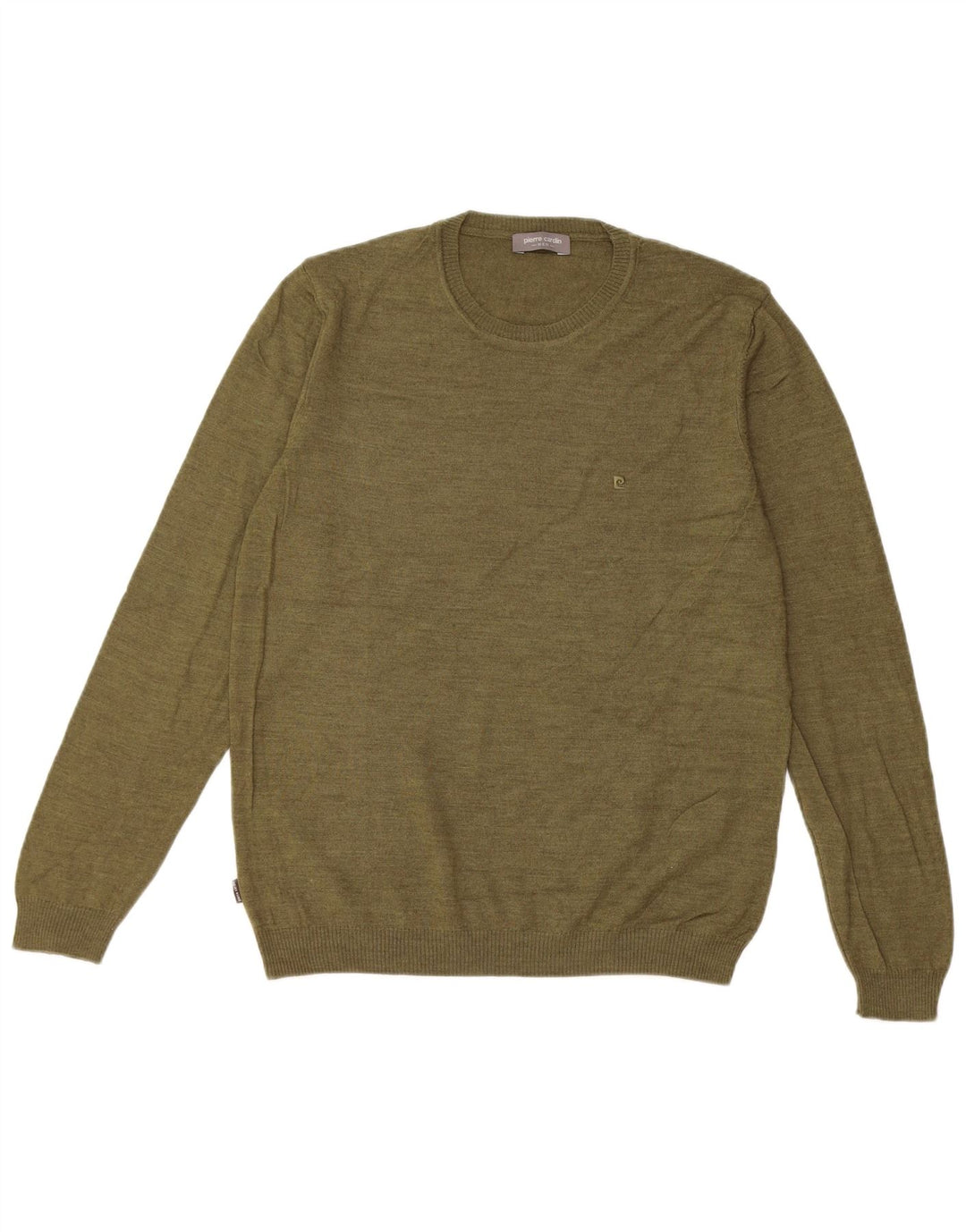 Suéter masculino PIERRE CARDIN com gola redonda, lã cáqui média