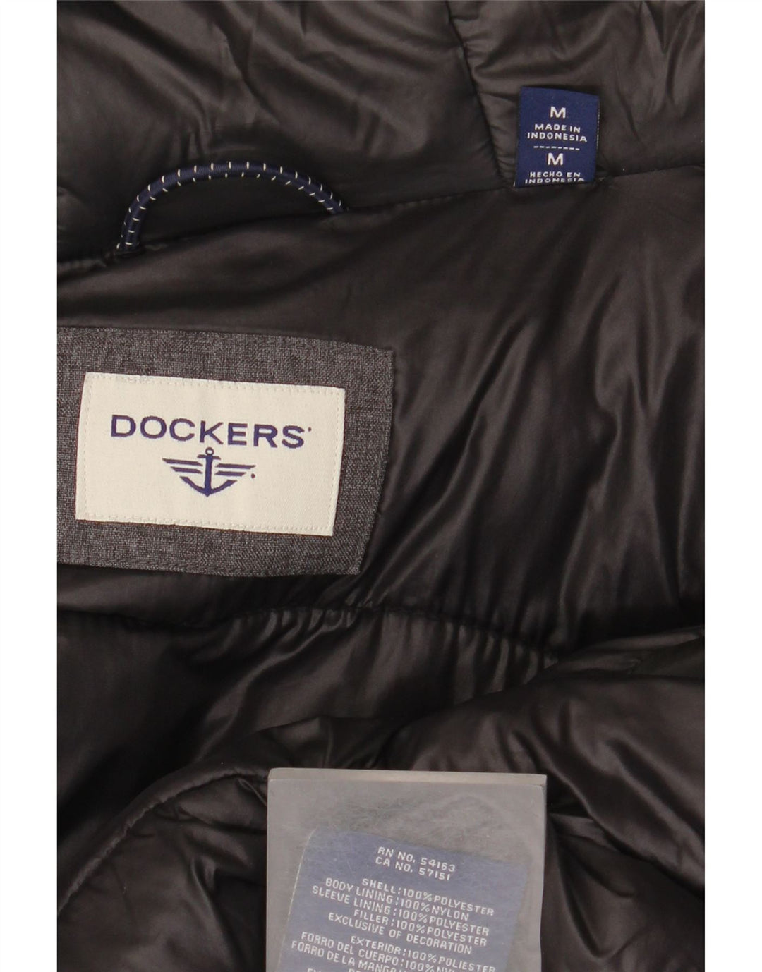 Casaco acolchoado com capuz masculino Dockers UK 38 poliéster cinza médio