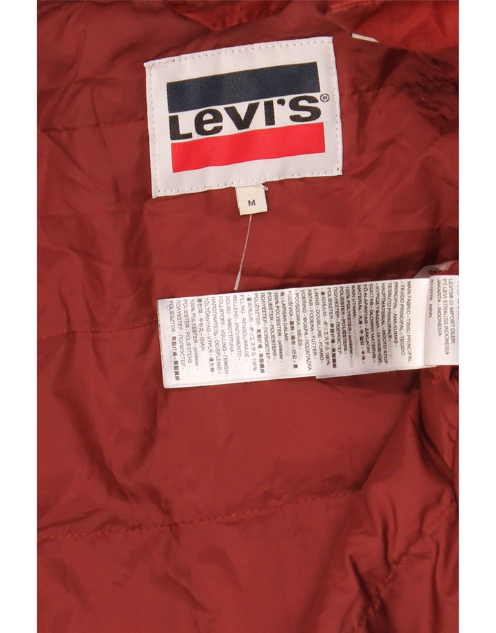 Jaqueta acolchoada com capuz feminino Levi's UK 14 médio laranja poliéster inverno