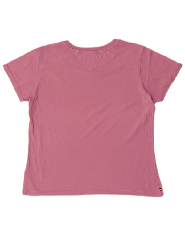Camiseta feminina Tommy Hilfiger UK 14 grande algodão rosa