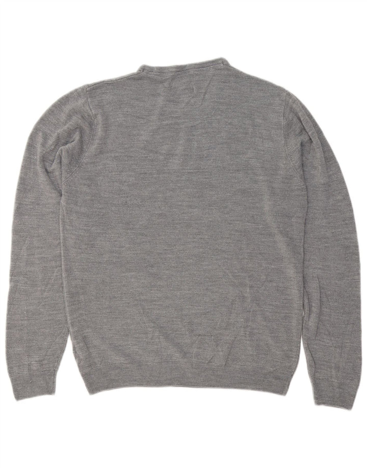 Suéter masculino Marks & Spencer com ajuste regular e gola redonda, grande cinza