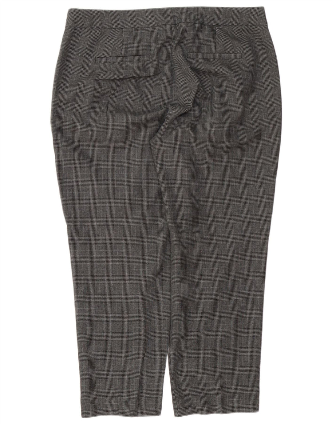 Calças cortadas femininas Marks & Spencer UK 14 grandes W34 L25 xadrez cinza