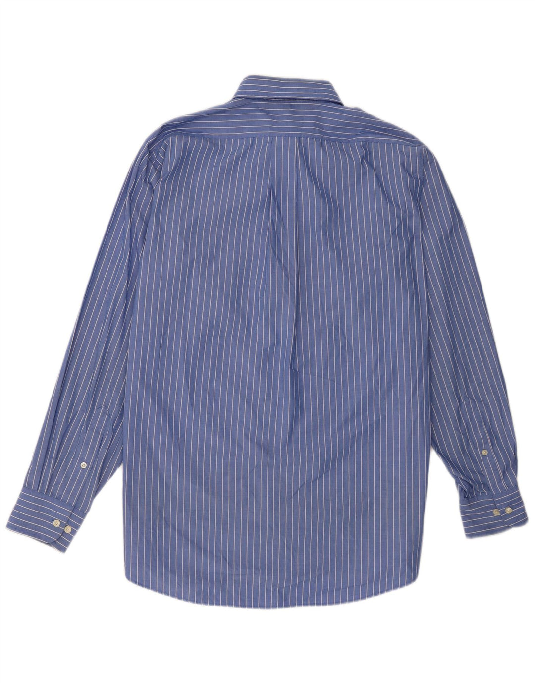 Camisa masculina Chaps tamanho 15 1/2 algodão listrado azul médio