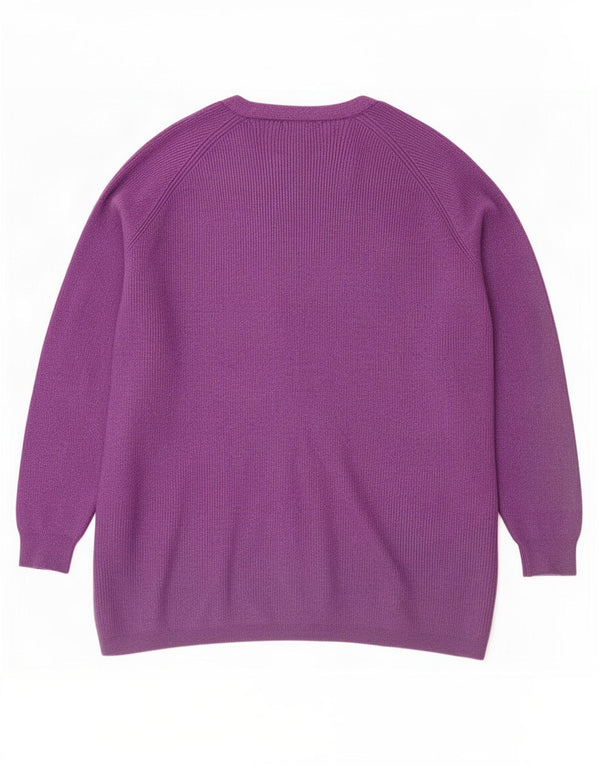 Suéter cardigã feminino Marks & Spencer UK 18 XL roxo manchado de viscose