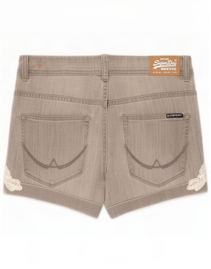 Shorts jeans feminino Superdry médio W30 algodão cinza