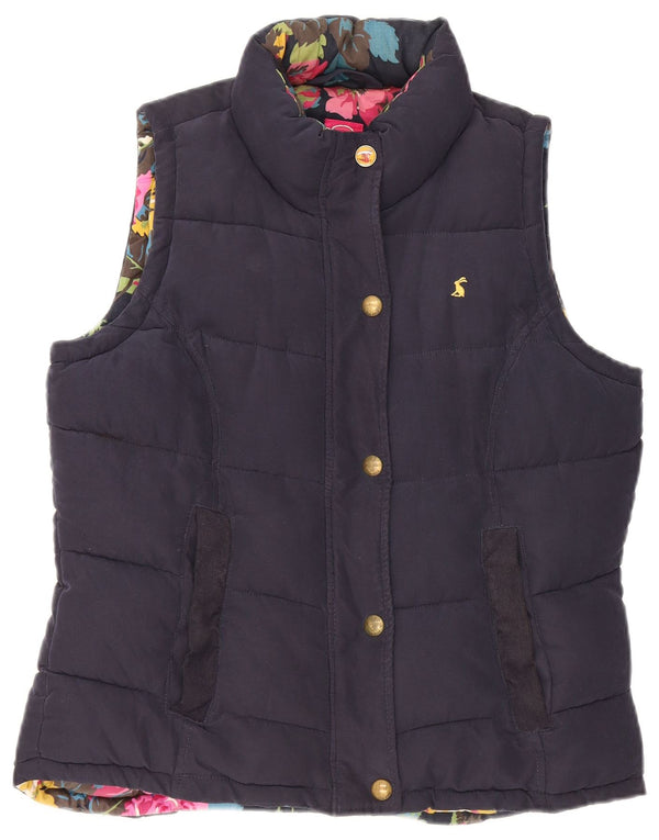 JOULES Womens Padded Gilet UK 12 Medium Navy Blue Polyester