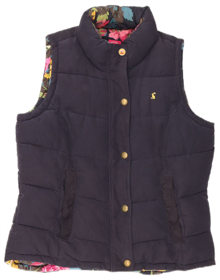 JOULES Colete acolchoado feminino UK 12 poliéster azul marinho médio