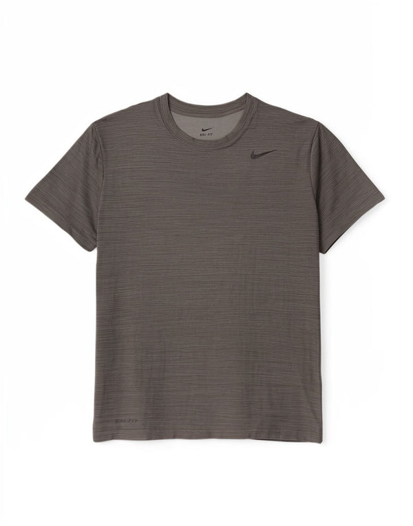 Camiseta Nike masculina Top poliéster listrado cinza médio