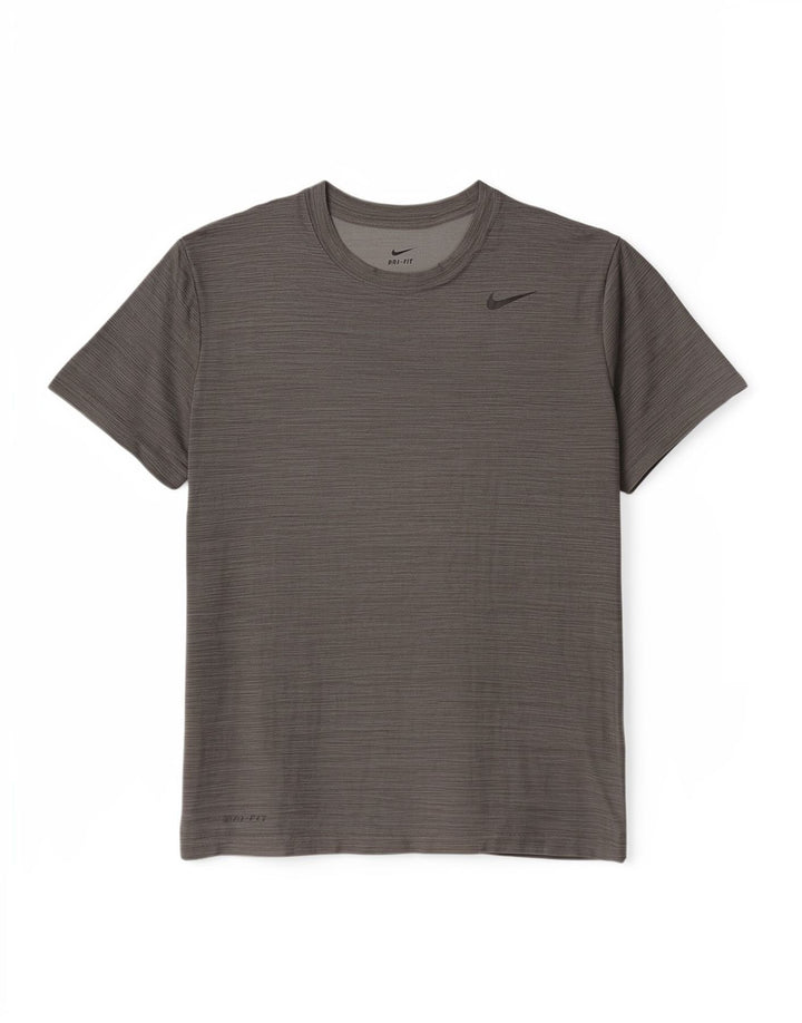 Camiseta Nike masculina Top poliéster listrado cinza médio