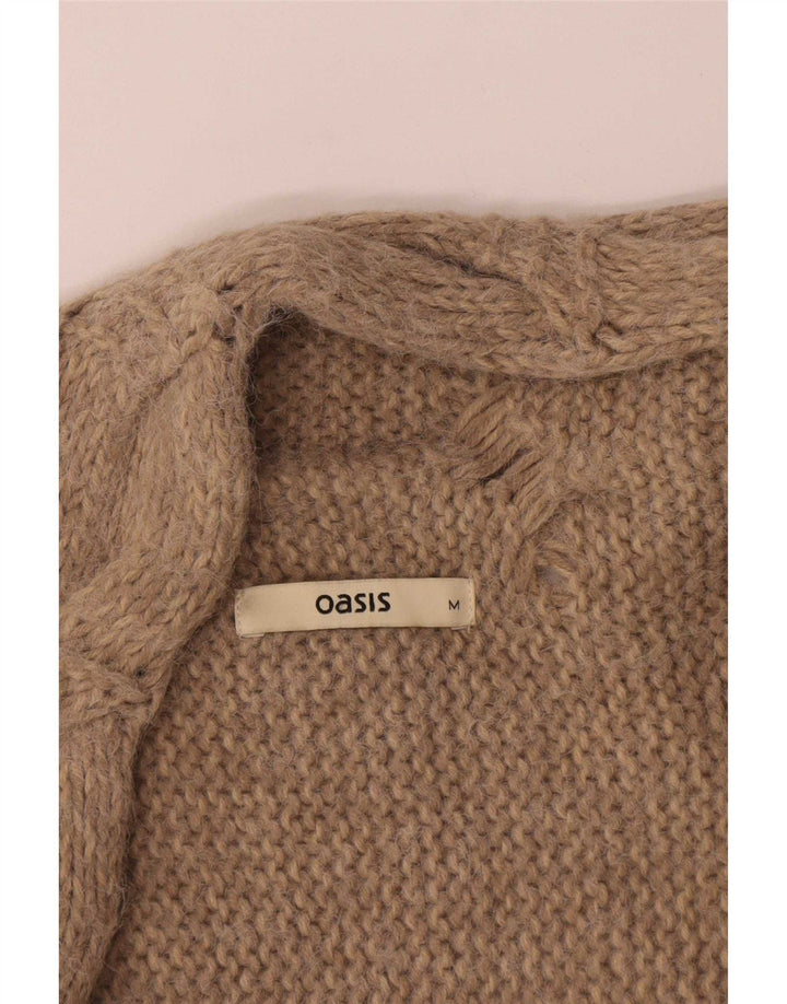 Suéter feminino aberto Oasis UK 14 acrílico bege médio