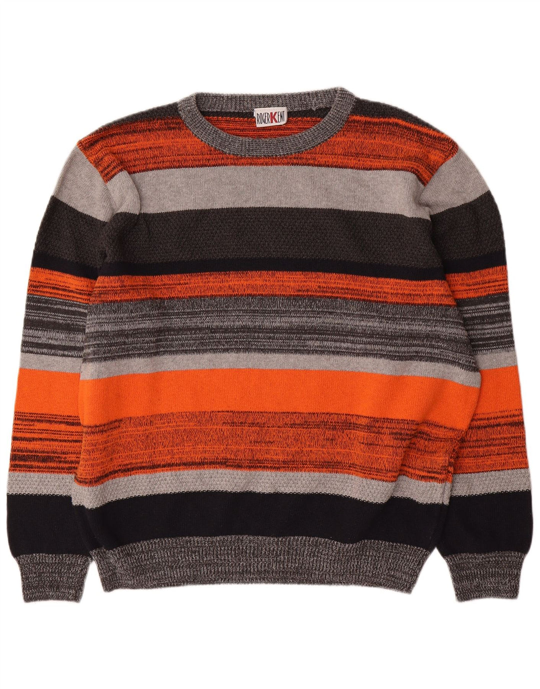 Suéter masculino Roger Kent com gola canoa UK 44 XL listrado multicolorido