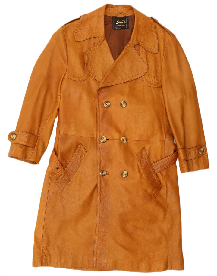 Casaco de couro militar masculino VINTAGE EU 46 pequeno bege