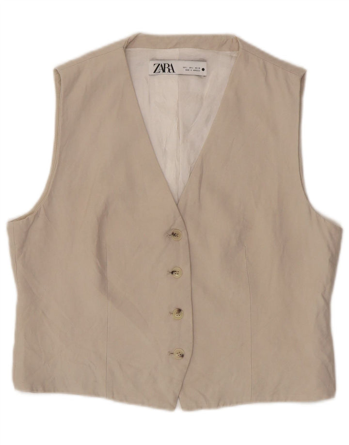 Colete feminino Zara UK 14 grande bege
