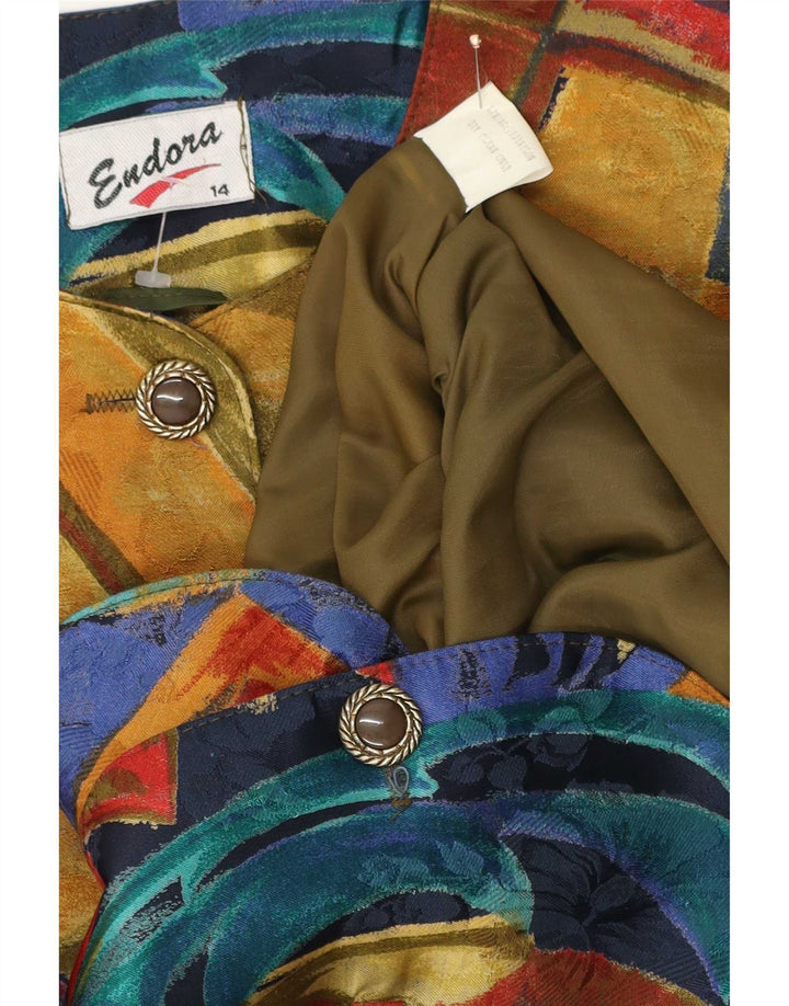 Endora Womens 4 Button Blazer Jacket UK 14 Grande Multicolorido Geométrico