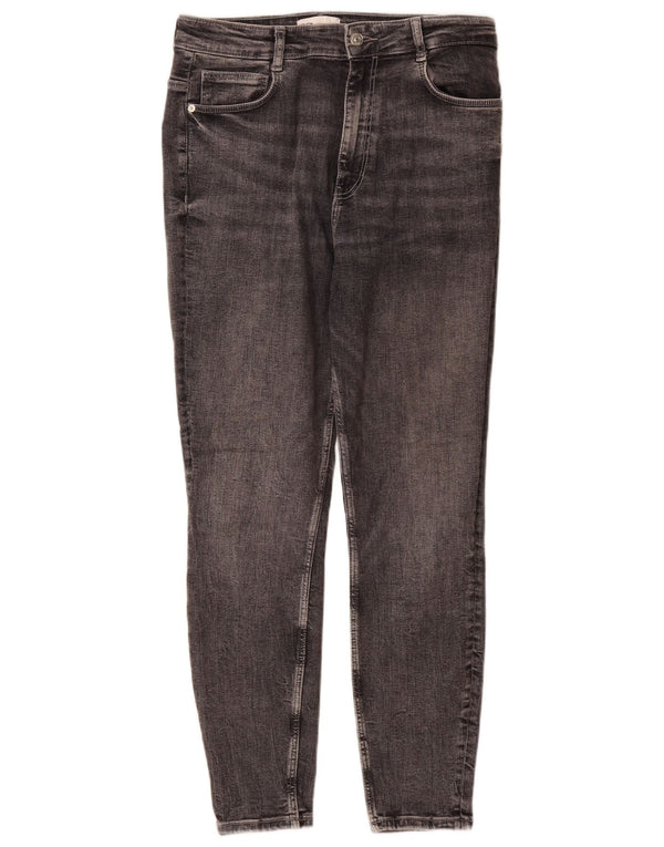Zara Jeans skinny feminino de cintura alta EU 44 XL W34 L29 algodão cinza