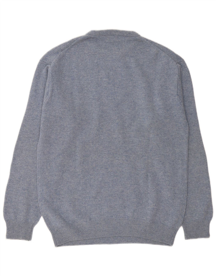 Suéter masculino Gant com gola redonda e lã de carneiro azul grande