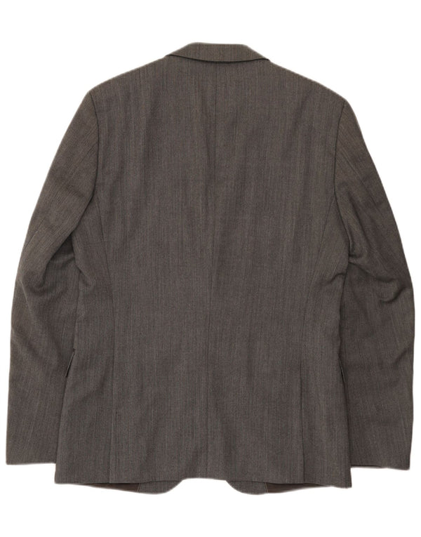 Jaqueta Blazer Masculina Hugo Boss com 2 Botões EU 48 Lã Virgem Cinza Médio