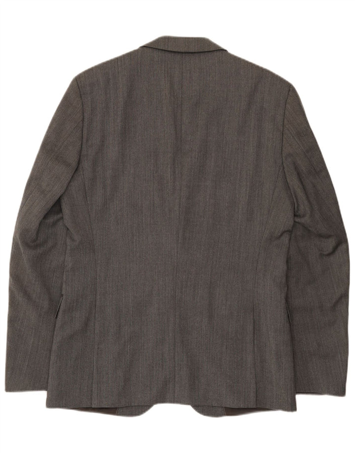 Jaqueta Blazer Masculina Hugo Boss com 2 Botões EU 48 Lã Virgem Cinza Médio