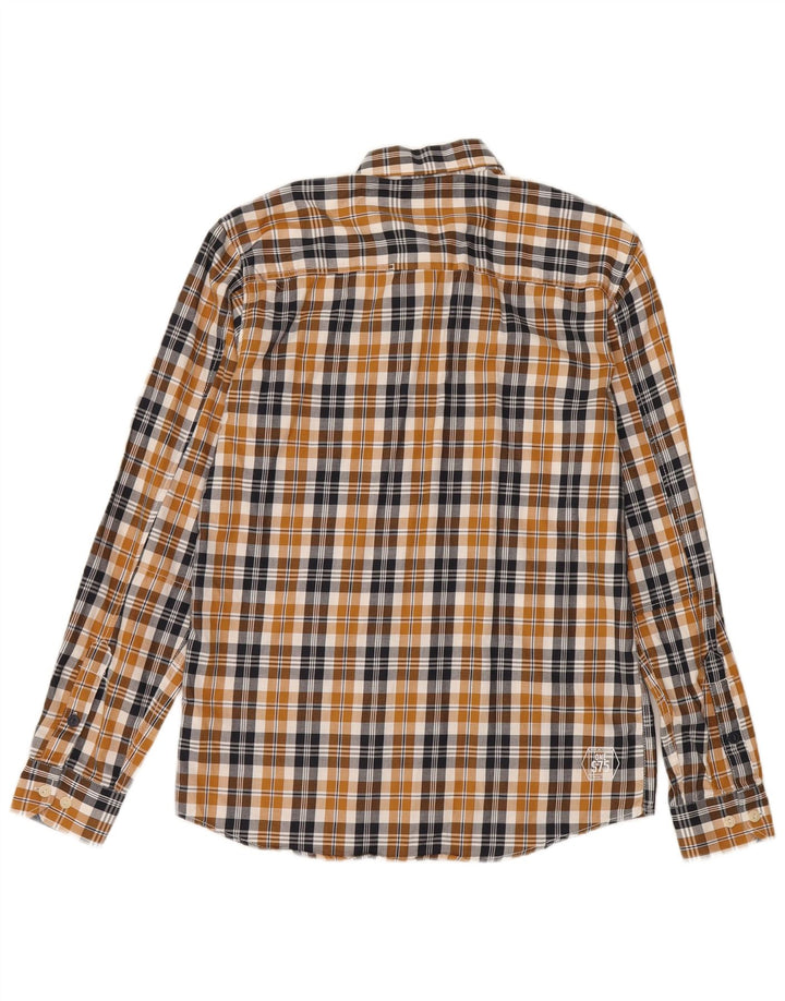 Camisa masculina de flanela Jack & Jones de algodão xadrez marrom médio