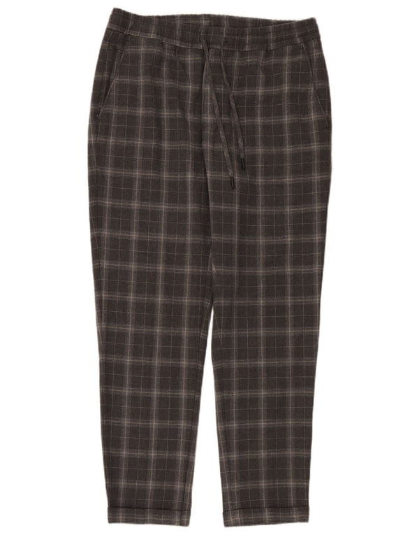 Zara Calça Chino Masculina Cônica Média W31 L30 Cinza Xadrez