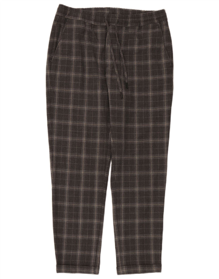 Zara Calça Chino Masculina Cônica Média W31 L30 Cinza Xadrez
