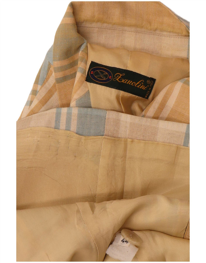 Jaqueta blazer feminina vintage com 3 botões IT 44 xadrez amarelo médio